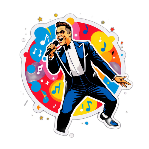 Vintage-sticker av Robbie Williams på scen