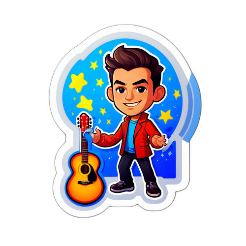 Sticker cu Dani Mocanu pe scenă, cu efecte de lumină și sunet