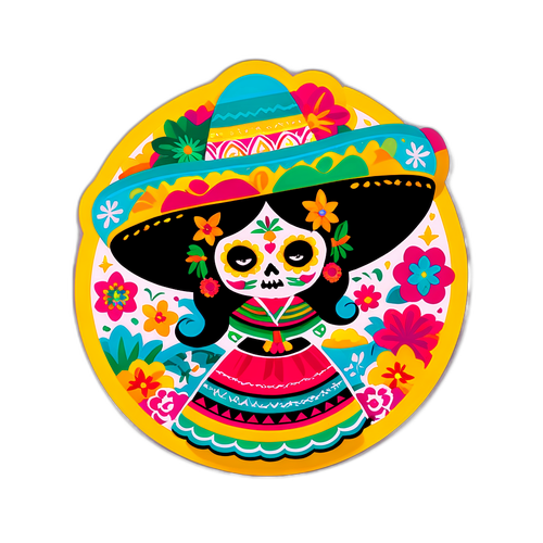 Mexikói ünnepek divatját és hagyományait bemutató matrica