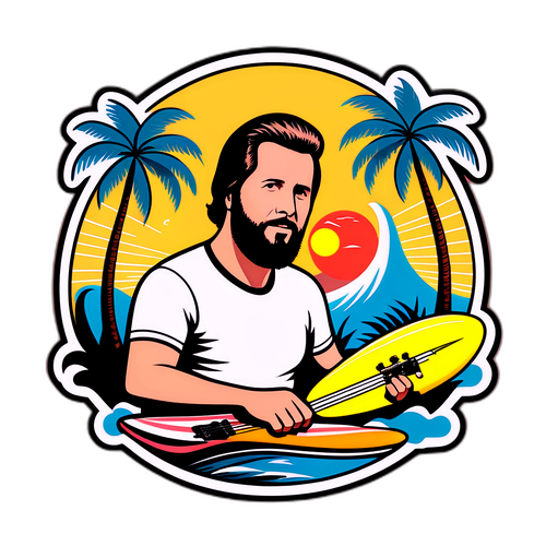 Retro-inspireret klistermærke af Brian Wilson