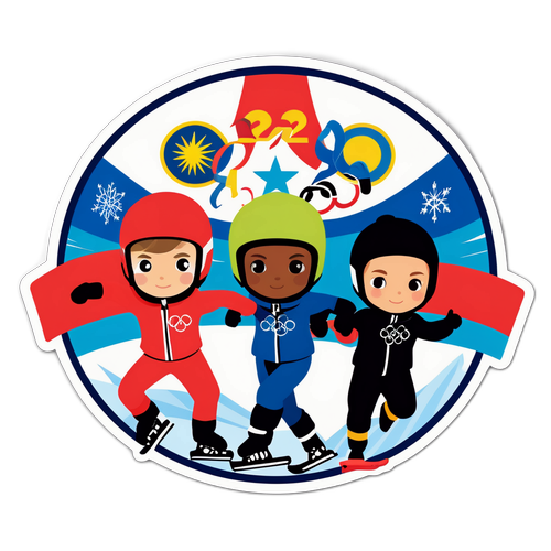 Σχεδίαση αυτοκόλλητου με νέους αθλητές που διαγωνίζονται στους Χειμερινούς Ολυμπιακούς Αγώνες 2026