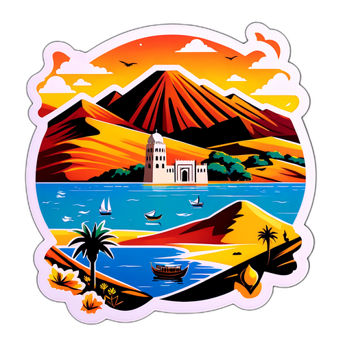 Przygodowa naklejka podkreślająca naturalne piękno Omanu