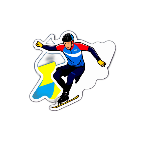 Un sticker illustrant un patineur lors de sa performance libre aux Jeux Olympiques d'hiver de 2026