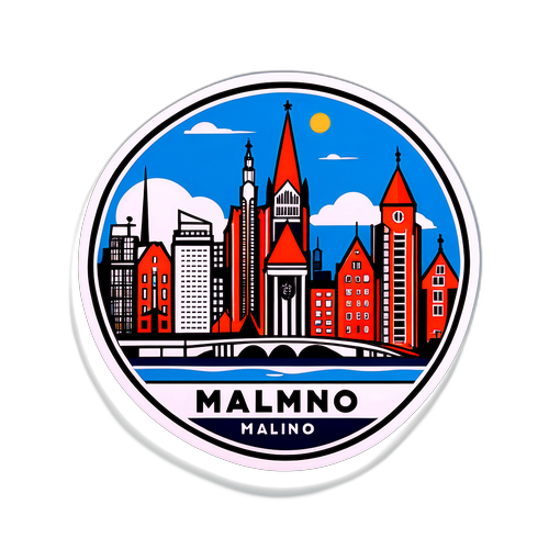 Sticker av Malmö logotyp inspirerad av stadens skyline och modern arkitektur