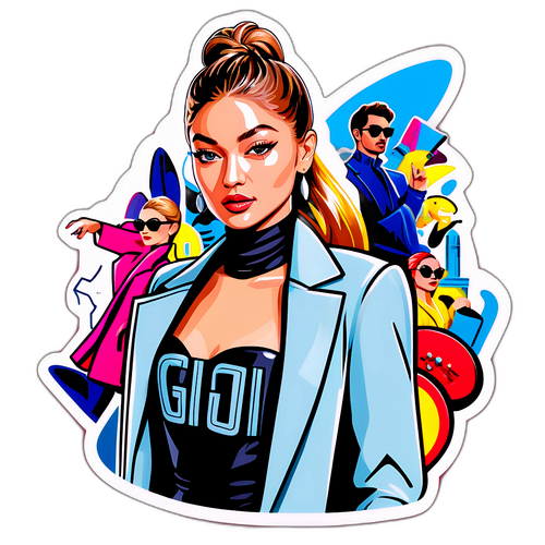 Stylizowana naklejka z Gigi Hadid