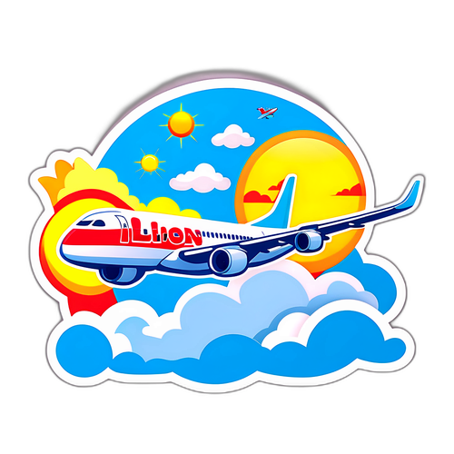 Stiker Pesawat Lion Air di Langit Cerah