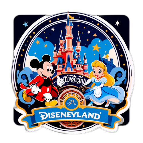 Logo retro di Disneyland Paris con personaggi