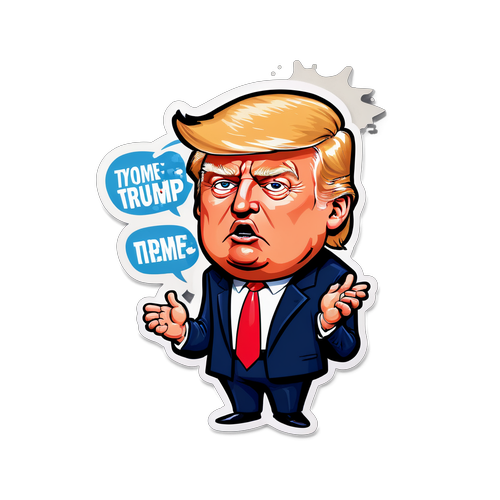 Caricatura umoristica di Donald Trump mentre fa un discorso