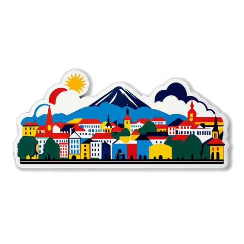 Sticker panorama orașul Câmpulung