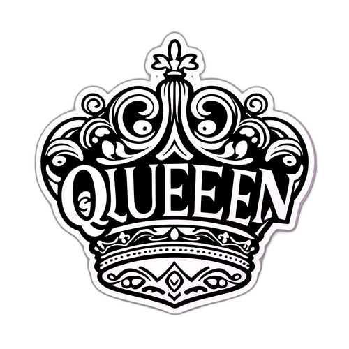 Elegant Krones sticker med ordet 'Queen'