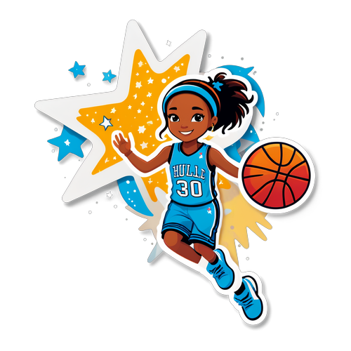 Whimsical Basketball Star Sticker