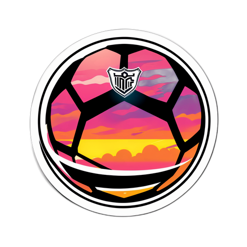 Sticker cu mingea de fotbal și logo-urile Inter Miami și LA Galaxy