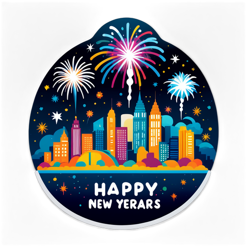 New Year's Wishes Cityscape Sticker