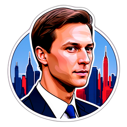 מדבקה של פורטרט כריזמטי עם נגיעות פטריוטיות אמריקאיות