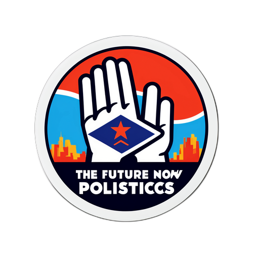Moderní design Zdeňka Hřiba s motivy digitální politiky, text 'Budoucnost politiky je nyní'