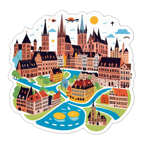 Иллюстрация Лилля и Страсбура, выполненная в стиле туристической карты