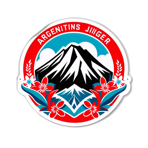 Logo Estilizado dos Argentinos Juniors com Elementos Naturais