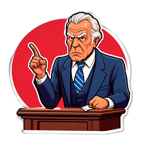 Autocollant représentant Matlock en train de plaider dans un tribunal