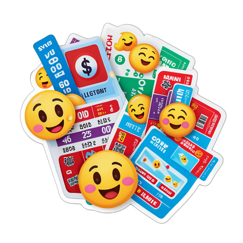 Adesivo Divertido de Bilhetes de Loteria com Emojis da Sorte