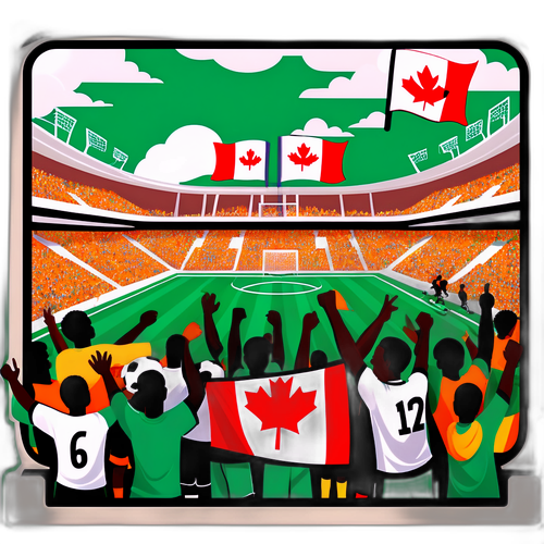 Soccer Field Celebration with Canadian and Ivory Coast Fans