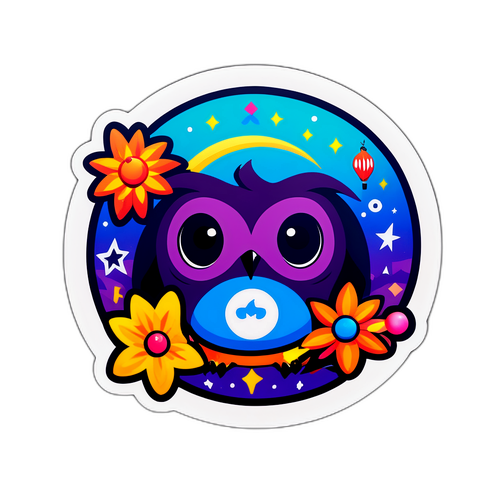 ユニークなフクロウステッカー