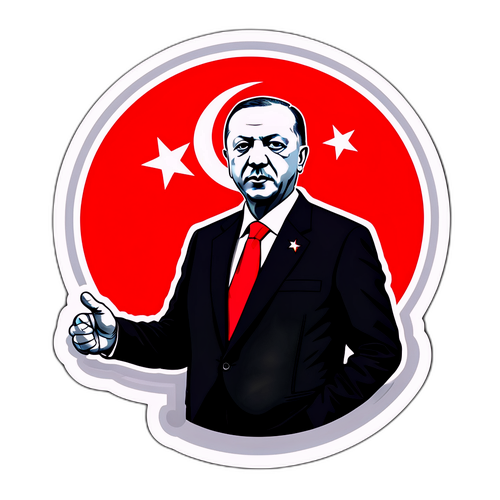 Stiker Erdogan dengan Simbol Nasional Turki