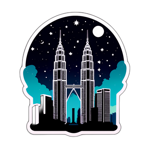 Silhuett av Petronas Towers under en stjärnklar natt