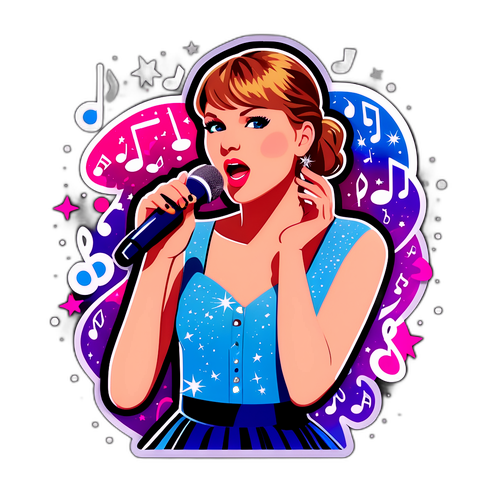 Autocollant Coloré de Taylor Swift Chantant sur Scène