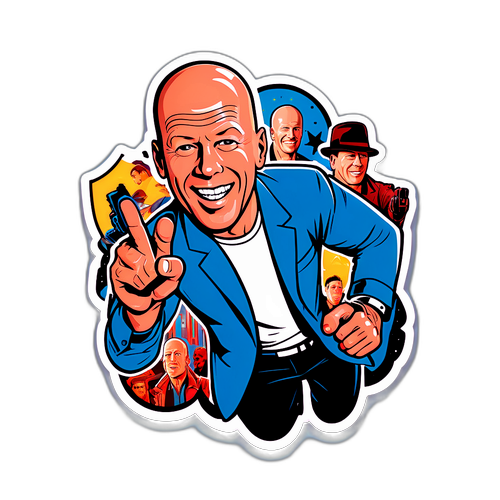 Vintage Hollywood-inspirert klistremerke av Bruce Willis