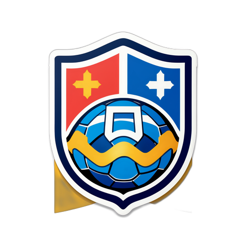 एक न्यूनतम स्टिकर जिसमें हैकन का लोगो और स्ट्रासबर्ग का प्रतीक मिलाया गया है, जो फुटबॉल मैच को दर्शाता है।