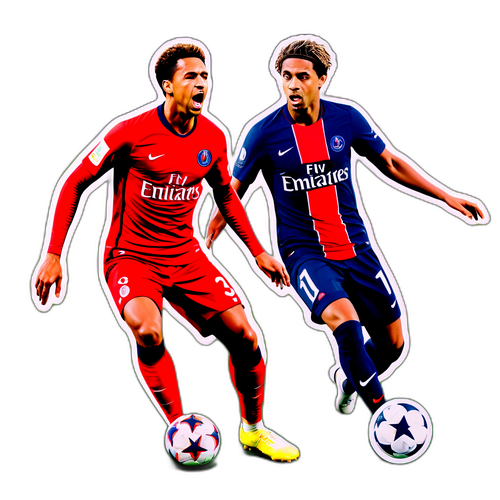 Dramatisk klistremerke av matchen mellom Bayer Leverkusen og PSG