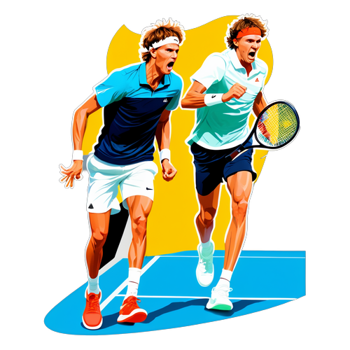 Illustration de Jannik Sinner et Alexander Zverev en action sur le court