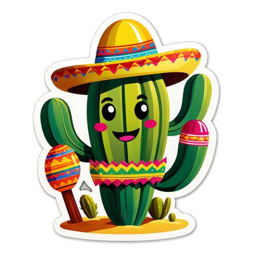 Festive Dancing Cactus Sticker
