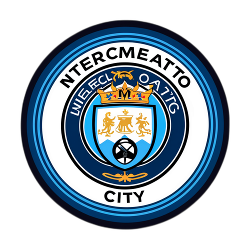 Stiker Minimalis Logo Man City dengan Sorakan Orang Ramai