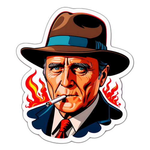 Ilustrace Roberta Duvalla s jeho charakteristickým kloboukem a cigaretou