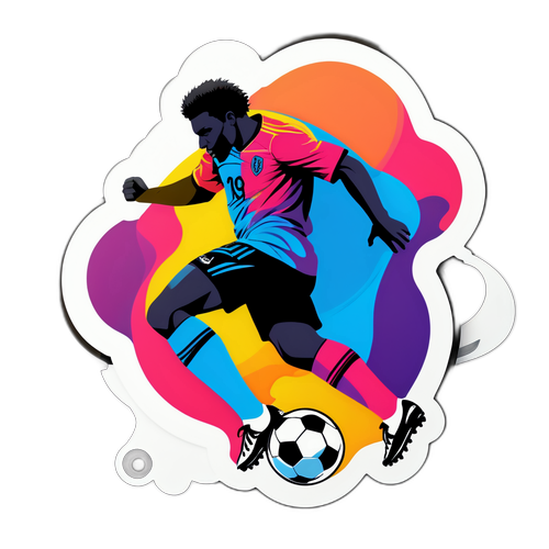 Stilig klistremerke med fotballspiller i midt-kick