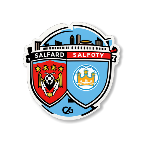 Sticker, der viser kontrasten mellem Manchester City og Salford City