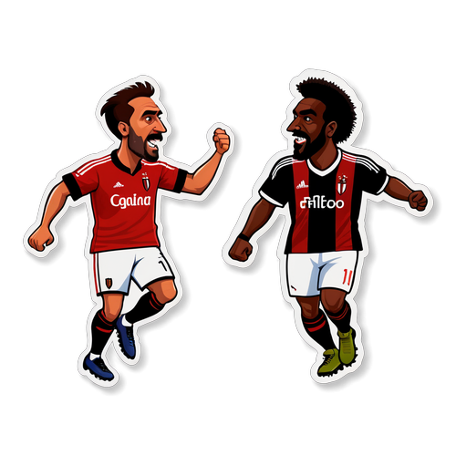 Sticker caricatură jucători fotbal Genoa și Milan