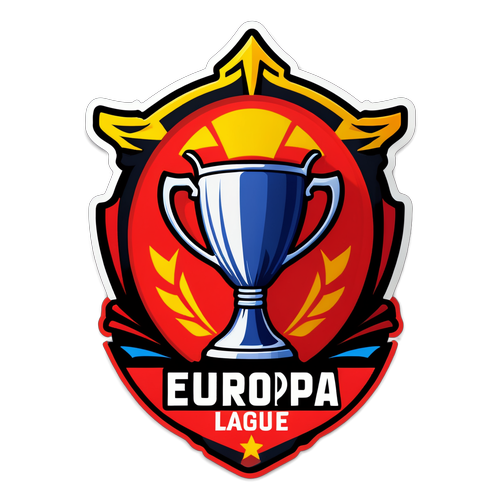 Minimalist Aufkleber für die Europa League mit stilisiertem Pokal