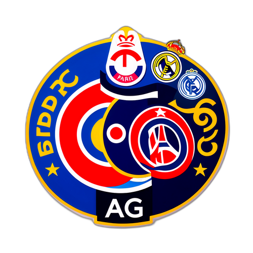 Kunstvolle Darstellung des Spiels PSG gegen Real Madrid