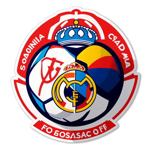 Diseño de sticker que combina los logotipos de Osasuna y Real Madrid