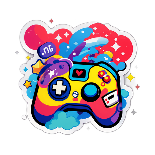 Autocollant inspiré par Emiru avec des éléments de jeux vidéo et de pop culture