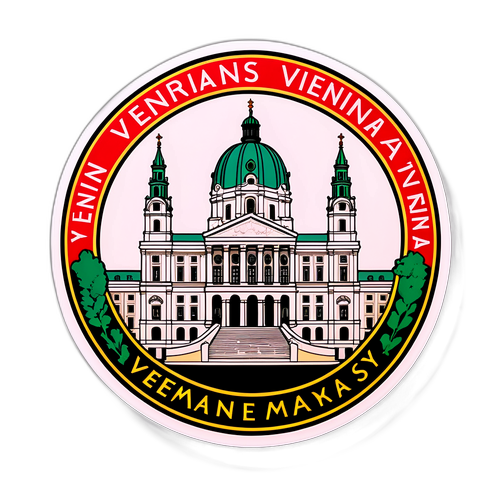 Eleganter Aufkleber mit Wahrzeichen von Wien und dem Logo der Deutschen Botschaft