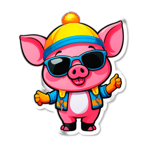 Makulay at Kaakit-akit na Sticker ng Baby Baboy