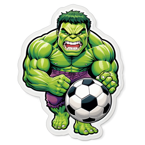 Adesivo Divertido do Hulk Jogando Futebol