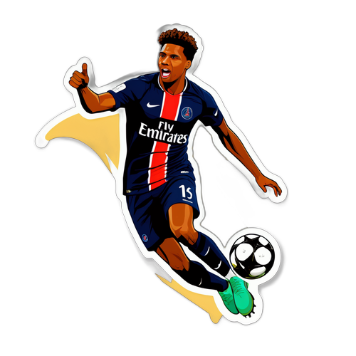 Sticker cho trận đấu PSG – Angers, featuring a player making a powerful shot