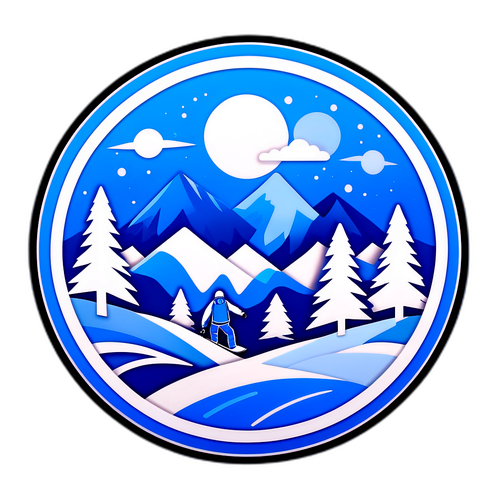 Winterlandschaft Sticker mit Snowboard-Motiven