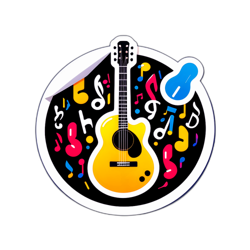 फंकी संगीत-थीम वाला स्टिकर
