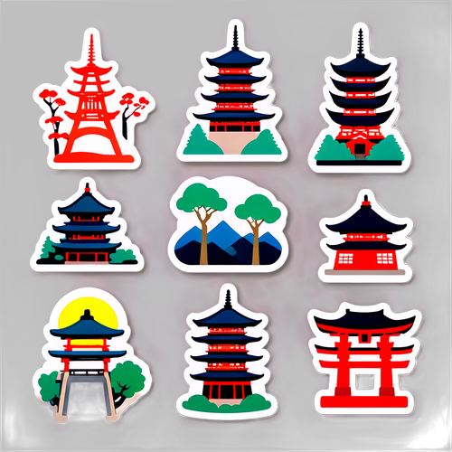 東京の観光スポットのキャラクターのステッカー