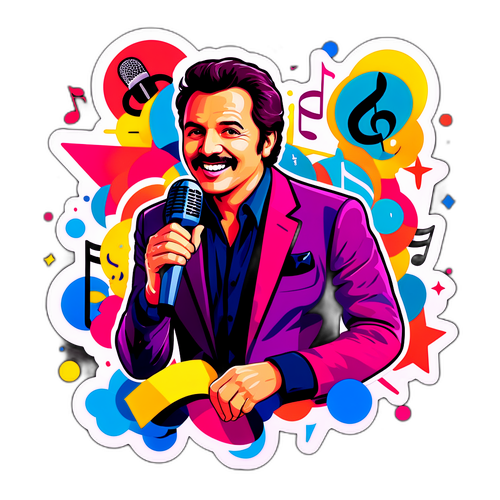 Sticker cu Paul Surugiu în stil vibrant